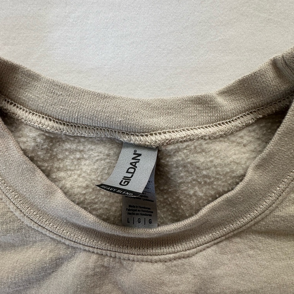Gildan Cream Crewneck Sweatshirt with Black & Tan Dachshund Patch - Picture 5 of 7